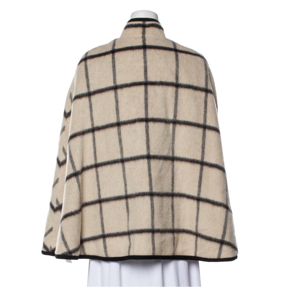 NWT Pearl by Lela Rose Checkered Plaid Wool Cape Poncho with Pockets Size Large - Picture 3 of 11